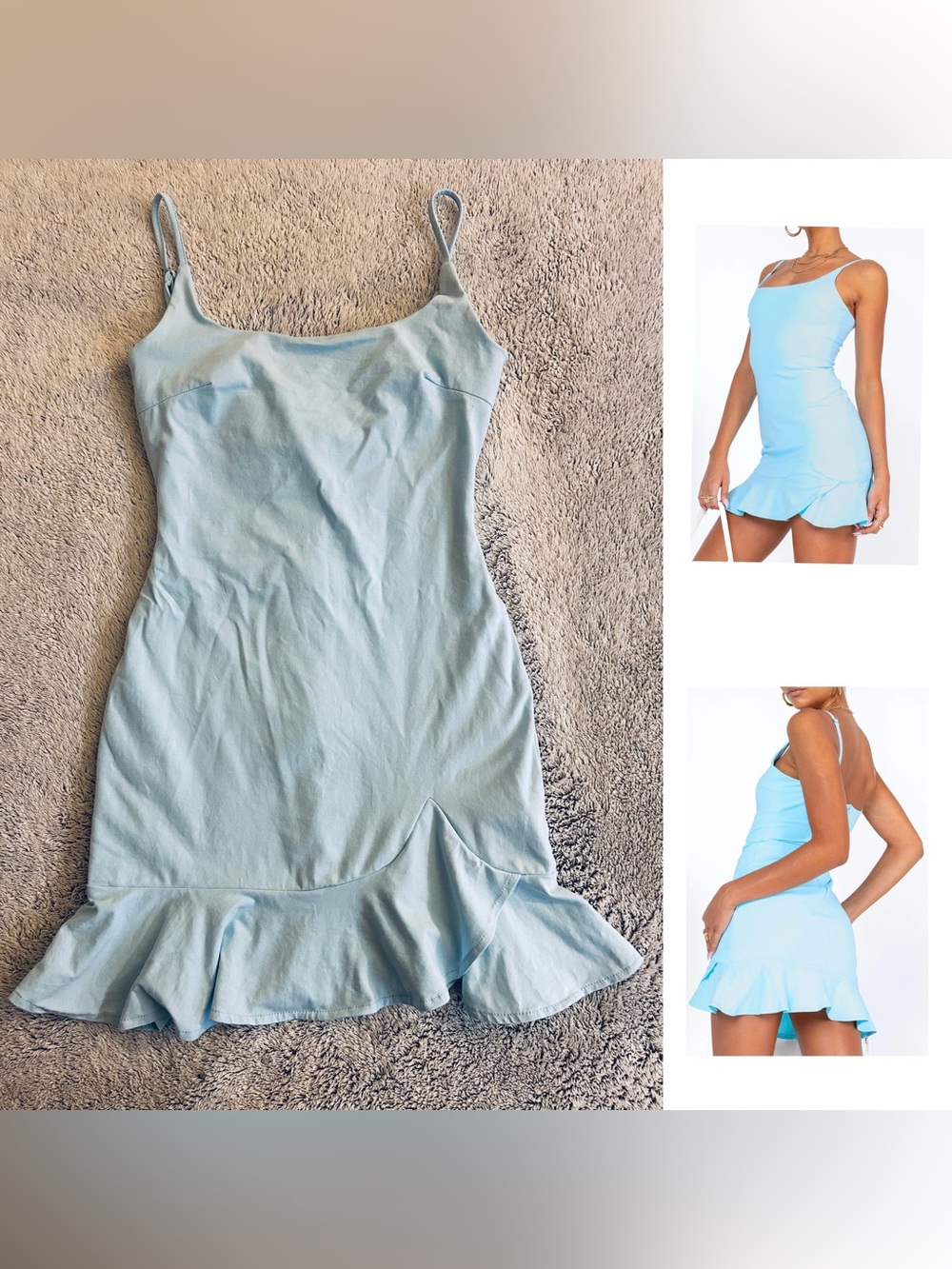 Princess Polly Kiribati Blue Mini Dress Size 0 Ruffle Hem